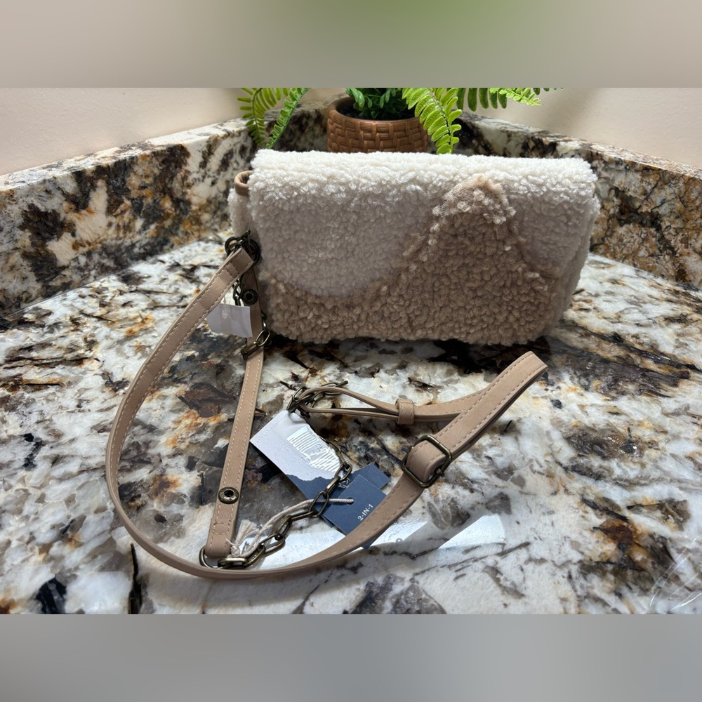 Universal Thread Teddy Crossbody Bag - Cream and Tan - Picture 10 of 16